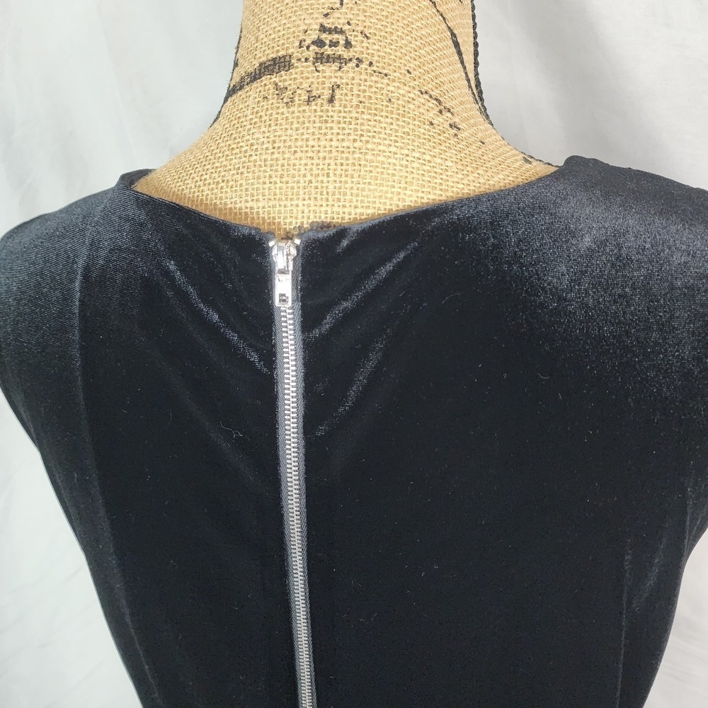 ELOQUII Size 22 Elegant Draped Black Velvet Exposed Zipper Cocktail Dress EUC - Picture 8 of 11